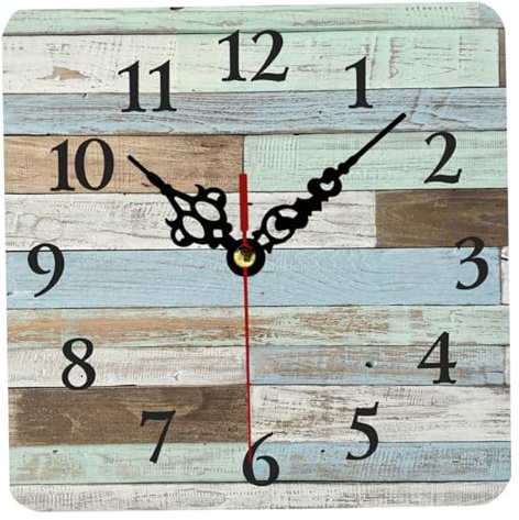 Square Wall Clock, 5 Inch Silent Non-Ticking Decorative Wall Clock Battery Operated for Living Room Bedroom Kitchen Farmhouse Decor, Decorative, Square