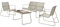 Mirjan24 Gartenmöbel Hernas, Sitzgruppe, 2 Sessel + Sofa + Tisch für Balkon oder Garten, Balkonset, Gartensessel mit Beistelltisch, Gartenstühle, Gartentisch, Gartensitzgruppe, Garten-Set (beige)
