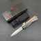 Amacigana Couteau professionnel à éjection automatique, lame M390, manche en acier/aluminium (58-60 HRC) et étui en nylon (A 05)