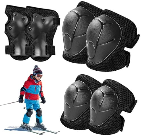 6Pcs Sports Protective Gear Set, Kids Knee Pads, 6-in-1 Kids Knee And Elbow Pads for Skateboard Roller Skating Biking and Outdoor Multi-Sports
