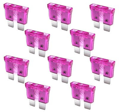 10 x Flachstecksicherung - Sicherung 3A / 32V / violett