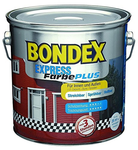 Bondex Express Farbe Plus Farbton Moosgrün 568 / seidenglänzend /2,25 Liter/Wetterschutzfarbe/Dauerschutzfarbe