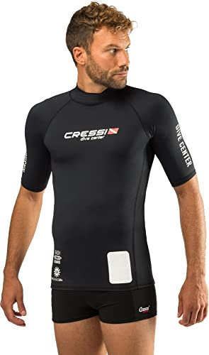 Cressi Men's Man Black Dive Center Men s Rash Guard UV Sun Protection UPF 50 Short Sleeve, Black, L 4 52 UK