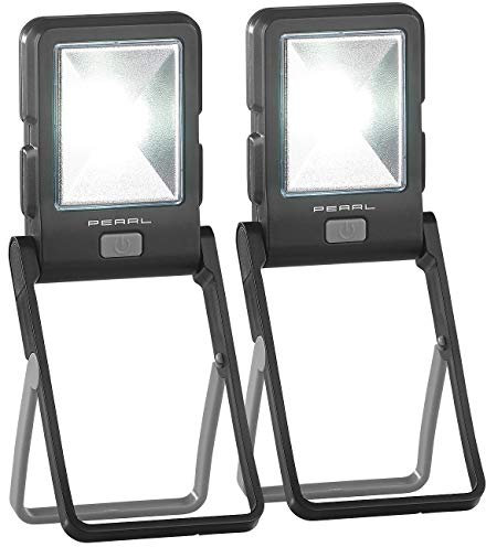 PEARL Werkstattleuchte: 2er Pack LED-Arbeitsleuchte im Baustrahler-Design mit 3 Watt COB-LED (Werkstattleuchte, Werkstattlampe, Batterie Leuchten)