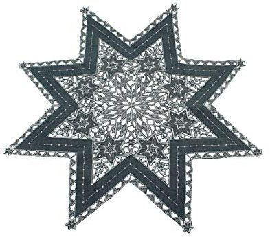 Haus und Deko Tischdecke 85 cm anthrazit mit Silber Sterne Weihnachten Deckchen Advent Bestickt Untersetzer Mitteldecke