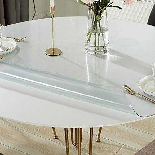 Geovne Nappe Transparente Givré,Nappe de Table Rond,Protection de Table,Essuyable Facile À Nettoyer,Tapis de Table À Manger en PVC Vinyle Bar,pour Verre Table de Salle À Manger (90cm/35in)