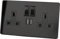 WK Electrical - Screwless Double Switched Socket with USB – BS1363 Certified, Piano Glass Front, 13A Twin UK Outlet with 2 x USB Ports (2400mA), Antimicrobial Switch, Black – Fits 25mm Back Box