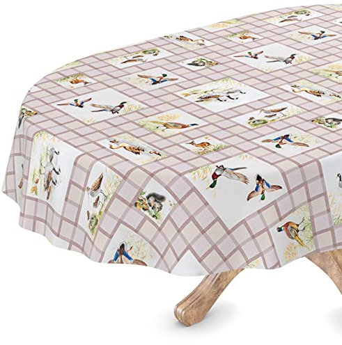 Tischdecke abwaschbar Wachstuch Wachstuchtischdecke Oval 140 x 200cm Schnittkante Jagd Motiv Gartentischdecke Wachstuch