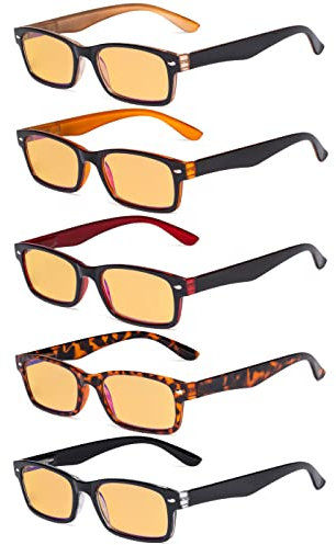 Eyekepper 5er Pack Blaulichtfilter Brille Klassische Computerbrille Bernstein getönt