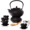 Bonvivre Teeservice 12-teilig aus emailliertem Gusseisen - für 4 Personen - Teeset im asiatischen Stil mit Teekanne (1,4 L), Teewärmer, Tassen, Untersetzer, Dosierlöffel, Siebeinsatz