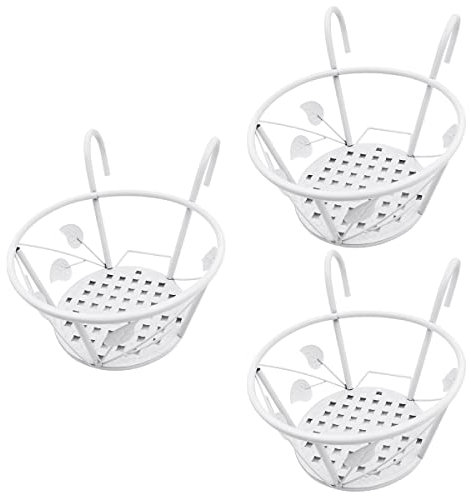 Pack de 3 Soportes para macetas ZONADAH con Forma de Hoja, para Colgar en barandilla de Hierro, Valla de jardín, balcón, terraza, cestas de Apoyo, estantería, contenedor, jardinería