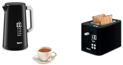 Tefal Bouilloire électrique sans fil, 1.7 L, Thermostat réglable, Affichage digital & Grille-pain électrique, 2 fentes extra larges, Thermostat réglable 7 positions, Affichage digital