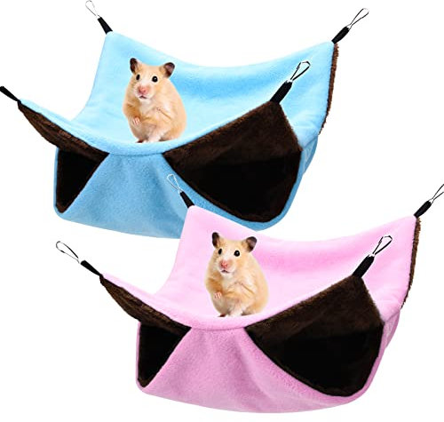 olyee 2 Stück Meerschweinchen Hängematte, Hängematte für Kleintiere, Kuschelhöhle Meerschweinchen, Weiche und Warme Haustiere Käfig Haustier Hängematte für Hamster, Frettchen Käfig, Einfarbiges
