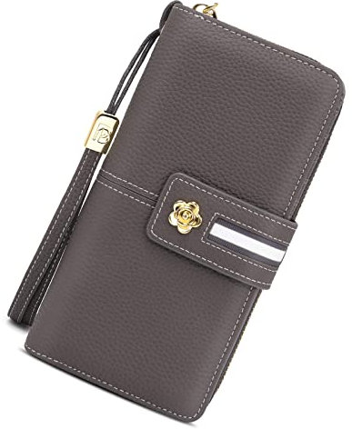 Pomelo Best Leder Geldbörse Damen RFID Schutz Groß Portemonnaie Echtleder Geldbeutel schönes Geschenk für Frauen mit Geschenbox