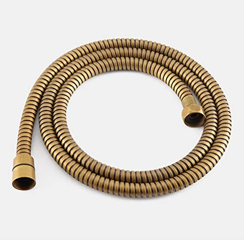 Long tuyau de douche flexible en laiton antique et acier inoxydable - Tuyau de douche pour salle de bain - Tuyau de traction - Résistance à la pression de 1 m - Remplacement facile à faire soi-même