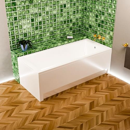 ECOLAM Baignoire rectangle acrylique TAMI 170x70 cm + tablier en acrylique | pieds + siphon + silicone | Set complet
