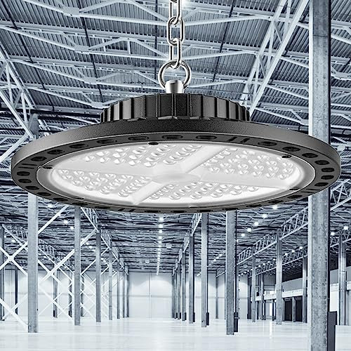 ANNIFUNLY UFO LED Faretto 100W 15000LM Lampada da Garage, Lampada LED Officina 6500K Bianco Freddo, IP65 Impermeabile Luce per Garage, Magazzino, Ufficio, Cantina, Palestra, Negozio
