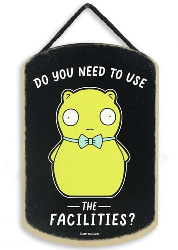 Open Road Brands Bob's Burgers Kuchi Kopi Do You Need to Use the Facilities Hanging Wood Wall Decor - Funny Bob's Burgers Sign for Bathroom or Teen Room