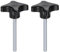 QUARKZMAN 2pcs Perillas de Estrella M8 x 80mm Rosca Macho Plástico Perilla de Sujeción de Tornillo de Apriete Manual de Repuesto, Negra