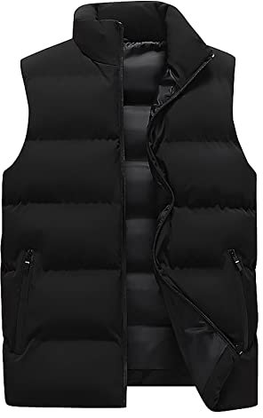 Padded Gilet for Men UK Plus Size Bodywarmer Warm Winter Jacket Puffer Vest Lightweight Sleeveless Body Warmer Jacket with Zip Pockets Quilted Thick Windproof Outwear Puffer Coat Size M-5XL
