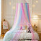 Wnqou Moskitonetz Bett für Doppelbett Einzelbett, Großes Kuppel-Baldachin Betthimmel Mückennetz FeinmaschigesMädchenzimmer, einfache Installation für Reisen und Zuhause (Rainbow net+Lights)