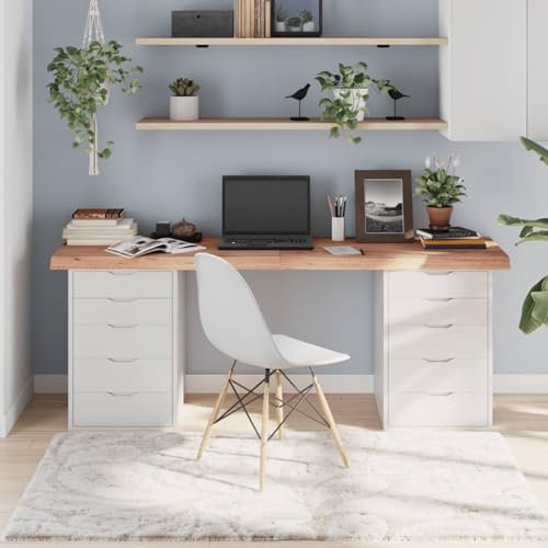Iiaky Tischplatte Hellbraun 180x60x(2-6) cm Massivholz Eiche Behandelt Stabile Tischplatte DIY Schreibtischplatte Bürotischplatte