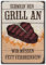 LANOLU Kühlschrankmagnete lustig- Grill an Fett verbrennen - Geschenke für Grill-Fans- lustige Magnete mit Sprüchen und witzigen Motiven 8x5,5cm