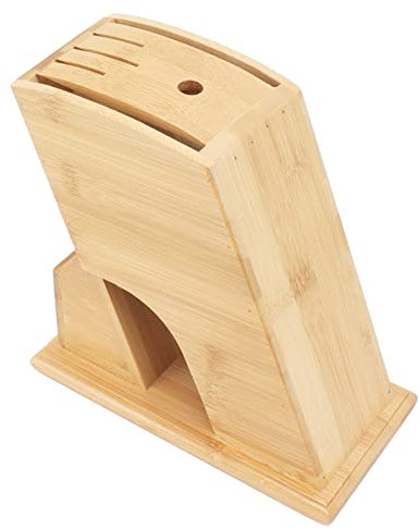 Sunicon Universal Kitchen Knife Holder, Large Wood Bamboos Knife Block Without, 5 Slot Universal Knife Holder Countertop, for Cooking Home