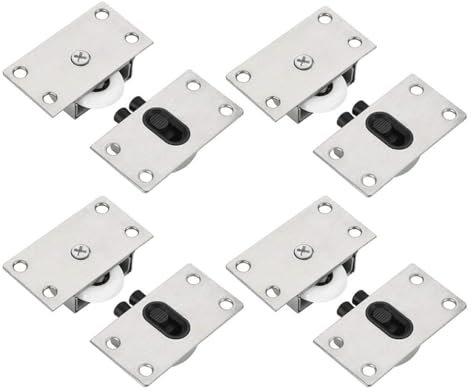 8 pieces, 4 Sets of Sliding Wardrobe Door Kit, Stainless Steel Sliding Door Rollers, Cabinet Furniture Decoration Accessories are for Sliding Solutions for 4-Door Wardrobes