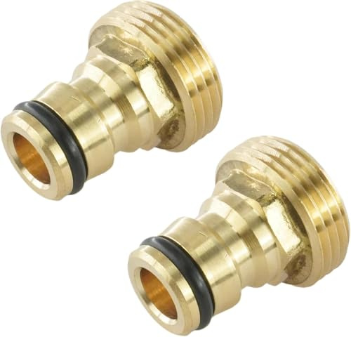 Wzzy Gurden Lot de 2 adaptateurs de Robinet avec Filetage extérieur de 1 en Laiton - Filetage extérieur - Embout de Tuyau - Adaptateur de raccord Rapide