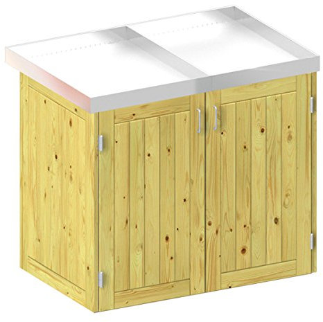 BINTO Holz Mülltonnenbox System 2P - für zwei Mülltonnen inkl. Pflanzschalen - 5107