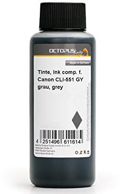 Octopus Nachfülltinte kompatibel für Canon CLI-551 GY/CLI-551 GYXL grau 250ml für Canon Pixma MG 6350