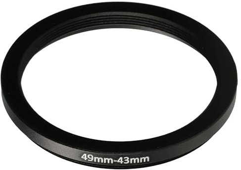 vhbw Step-Down-Ring Adapter von 49 mm auf 43 mm für Kamera Objektiv - Filteradapter, Metall, Schwarz