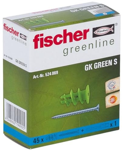 Fischer tasselli per cartongesso, GK green S, 45 pezzi, 524869