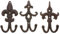 Comfify 3er Set - Gusseisener Fleur De Lis Doppelwandhaken/Lilien Aufhängung - Dekorativer Wandhaken - Rustikales Gusseisen - mit Schrauben und Dübeln