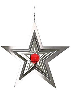 Illumino Edelstahl Windspiel Weihnachten Eterna mit rubinroter Glaskugel