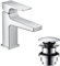 hansgrohe Waschtischarmatur Metropol, Wasserhahn Bad mit Auslauf Höhe 100 mm, mit Push-Open Ablaufgarnitur, Badarmatur wassersparend, Chrom