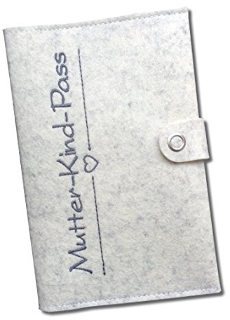 Goldi-Design Mutterkindpasshülle Österreich Schutzhülle - Schlicht - 2 Innenfächer - Druckknopfverschluss mit Logo - weiß meliert
