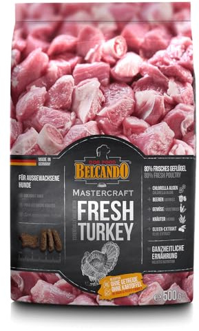 BELCANDO MASTERCRAFT Hundefutter trocken Fresh Turkey, 500g, Trockenfutter für Hunde mit Truthahn, 80% Frischfleisch, getreidefrei, für alle Rassen, Made in Germany