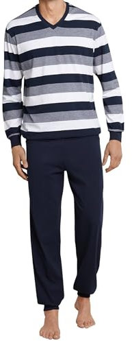 Schiesser Herren Langer Schlafanzug Pyjama Lang mit Bündchen - 159623, Größe Herren:48, Farbe:dunkelblau