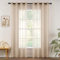 MIULEE 2 Paneele, Reine Farbe, transparent, glatt, elegant, Voile, für Schlafzimmer, Wohnzimmer, mit Ösen, 140 x 225 cm, helles Khaki