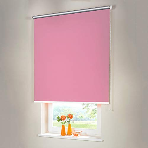 Sonnenschutz-HH® - Seitenzugrollo Verdunkelungsrollo Thermorollo - Außenmaß Breite 180 x 180 cm Höhe rosa - Lichtundurchlässig Rollo für Abdunkelung Kettenzugrollo inkl. Universalträger
