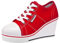 ANUFER Mujer Tacón de Cuña con Cordones Lona Zapatos Deportivos Alpargatas SN02435 Rojo EU42