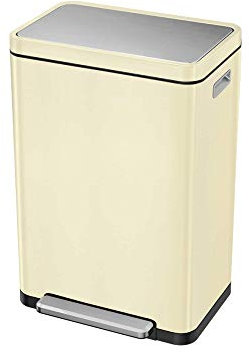 EKO X Cube Pedal Bin 20+20 Litre, Large Rubbish & Recycling Bin, Perfect for Home & Workplaces, Cream