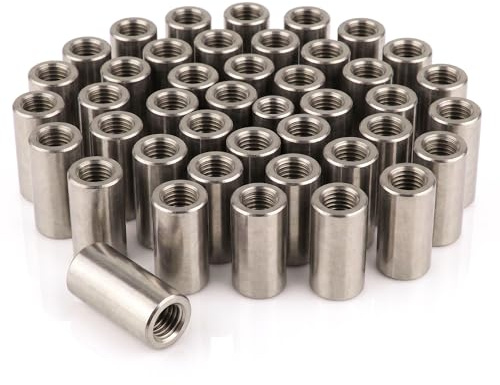 PROTECH 50er Gewindemuffen M6 x 30mm Edelstahl V2A | Rundmuffen Distanzmuffe | Verbindungsmutter Langmutter Rund für Gewindestangen, Innengewinde, Rostfrei