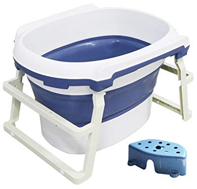 Erwachsene Faltbadewanne Baby Faltbare Badewanne, Tragbarer Badeeimer mit Abnehmbarem Badehocker, Haushaltskind Schwimmbad Kleinkinder Badewanne für Kleinkinder Neugeborene Alter 0-10 Tragbare Badewan