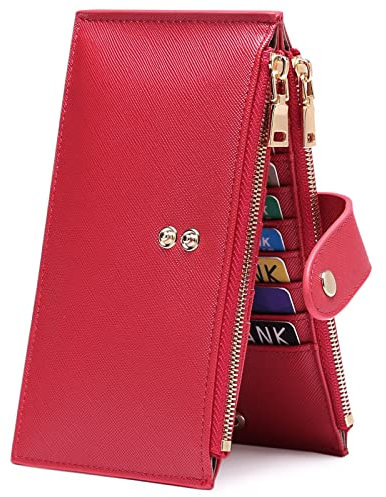 GOIACII Portefeuille Femme en Cuir Grande Capacite Porte-Monnaie Femmes RFID Blocage avec 18 emplacements Cartes Fermeture Eclair et Porte-chéquiers