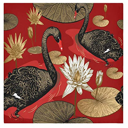 TropicalLife HaJie Servietten Vintage Schwan Lotus Blätter Dinner Serviette Papier Satin Polyester Tuch wiederverwendbar Servietten für Tisch Kinder 50,8 x 50,8 cm, 6 Stück