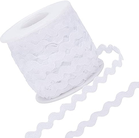 GORGECRAFT 25m Rick Rack Trim Ribbon Wave Nähen Biegen Fransen Trim 5mm Zackenlitze Zick-Zack-Band Zum Nähen S Form Wellenförmiges von Blumen Machen Hochzeit Spitzenband Handwerk (Weiß)