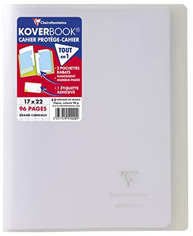 Clairefontaine 951420SC - Packung mit 10 Heften Koverbook 17x22 cm, 48 Blatt Französische Lineatur, 90g, Einband PP, Transparent, 1 Pack